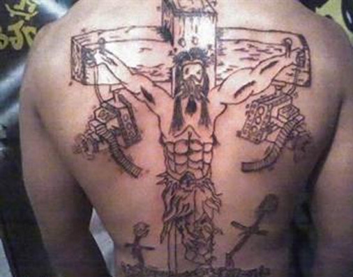 Weird-Bad-Jesus-Tattoo-Six-Pack