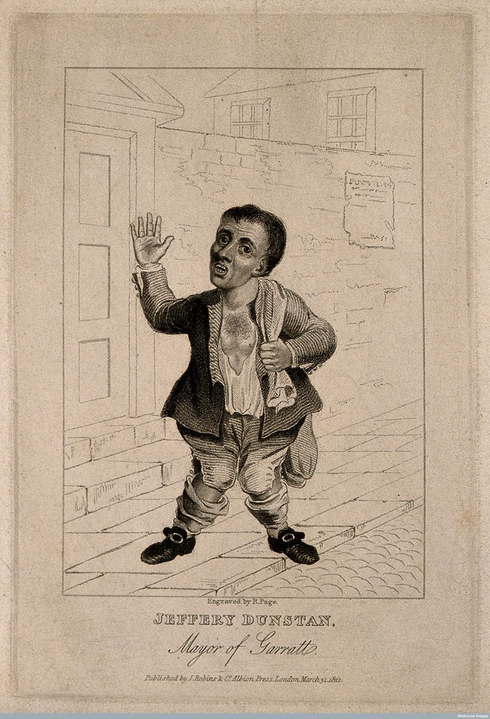 V0007071 Jeffery Dunstan, a deformed eccentric. Stipple engraving by Credit: Wellcome Library, London. Wellcome Images images@wellcome.ac.uk http://wellcomeimages.org Jeffery Dunstan, a deformed eccentric. Stipple engraving by R. Page, 1821. 1821 after: R. PagePublished: 31 March 1821 Copyrighted work available under Creative Commons Attribution only licence CC BY 4.0 http://creativecommons.org/licenses/by/4.0/