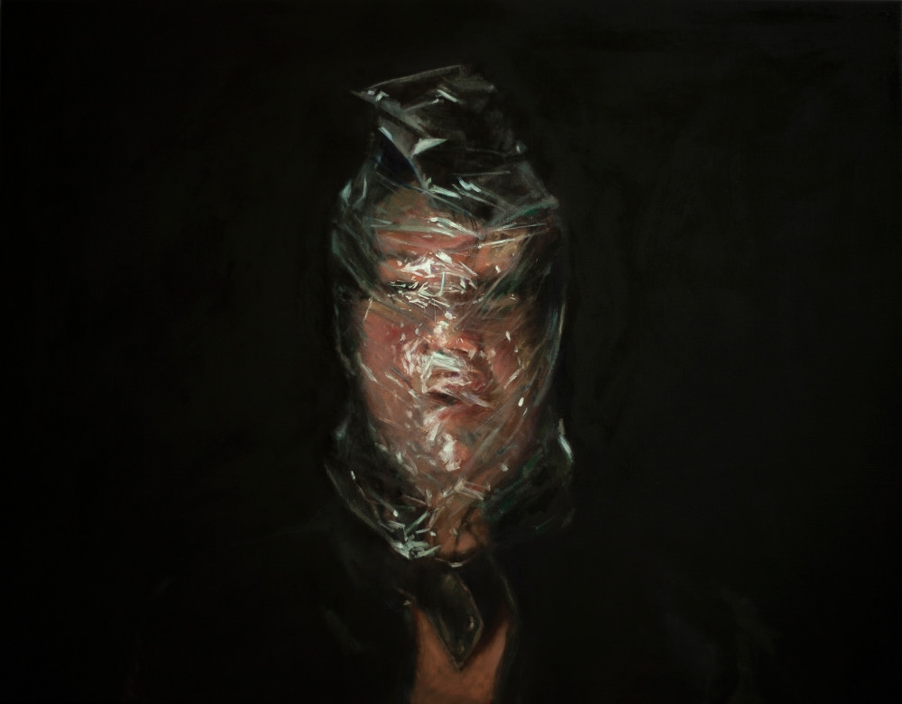 axel void u2019s unsettling paintings of subjects suffocating
