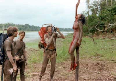 The infamous impalement scene from Cannibal Holocaust had to be proven "fake" in court, screenshot by the author.
