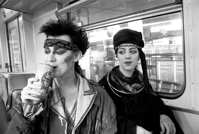 Stephen Linard and Michele Clapton on their way to see Spandau Ballet. 1980
