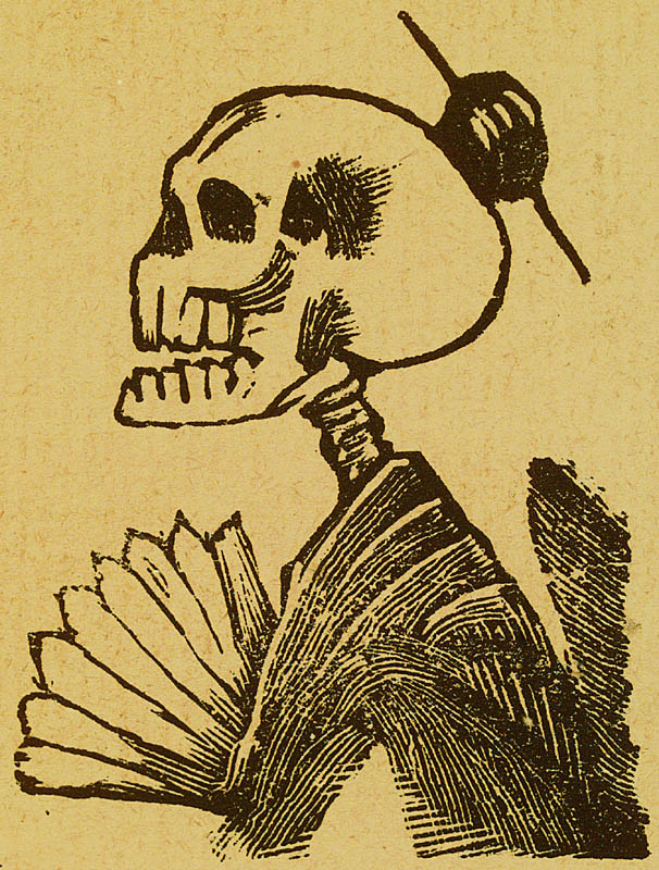 Jose Guadalupe Posada. Monografia; las Obras de Jose Guadalupe Posada. n.c. : n.p., 1930. Page 179. Skeleton portrait of Japanese lady with fan