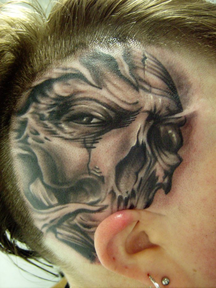 freehand_skull_on_head_tattoo_by_hatefulss
