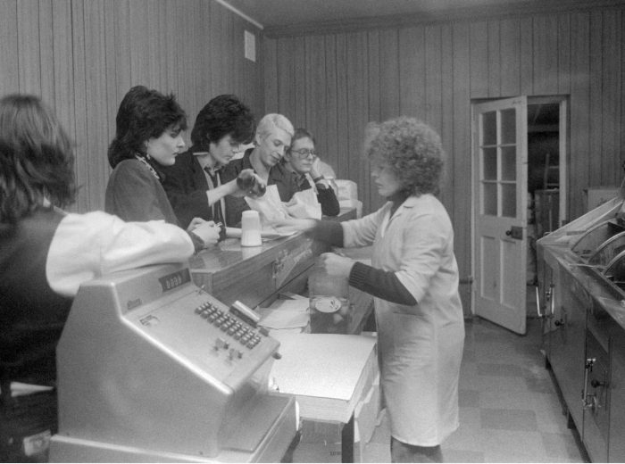 Mandatory Credit: Photo by Ray Stevenson/REX/Shutterstock (671388ar) Siouxsie and the Banshees in a chip shop - 1978 Siouxsie and the Banshees