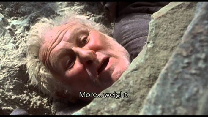 Giles as played by Peter Vaughan in the film "The Crucible" in 1996. 