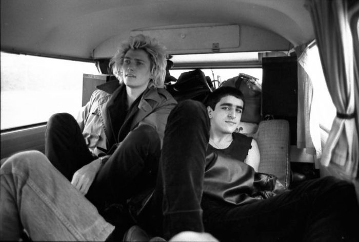 Killing Joke on the tour bus to Birmingham. Photo by Frank Jenkinson.